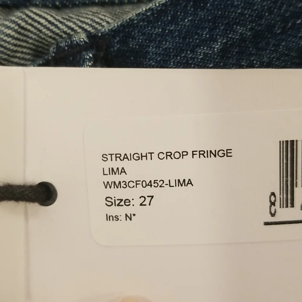 💕3x1💕 Straight Crop Fringe Jean Button Fly High Waisted Cropped ~ Lima 27 NWT